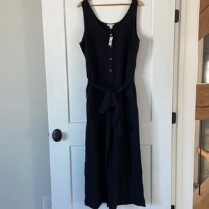 Still Brand New Joe Fresh Linen Blend Jump Suit Button Up Tie Waist Wide Leg XL.